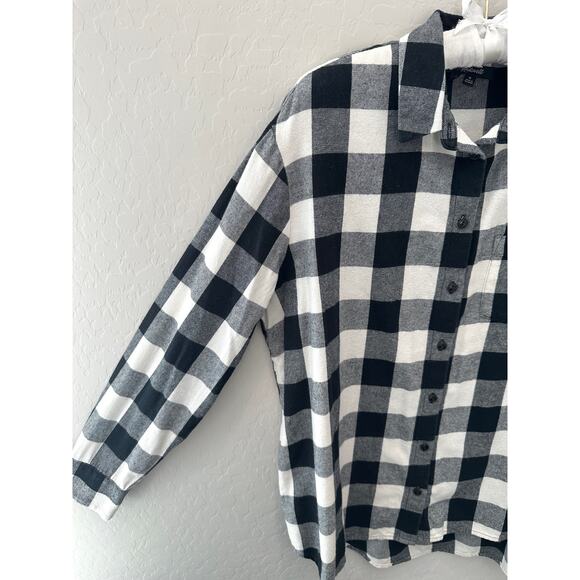 MADEWELL Black White Buffalo Plaid Flannel Shirt 100% Cotton Button Up | Medium - Picture 4 of 7